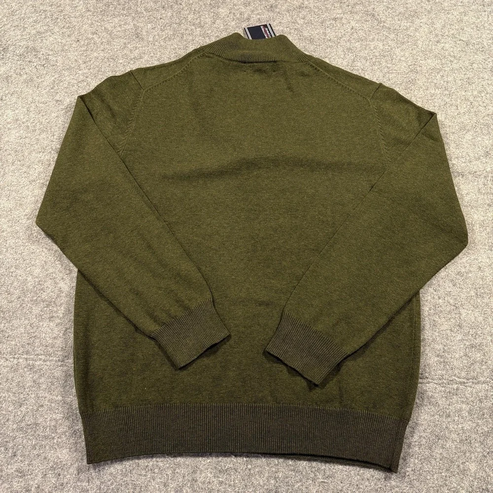 Roundtree & Yorke Sweater Mens‎ Medium Olive Green 1/4 Zip Mock Neck Pullover